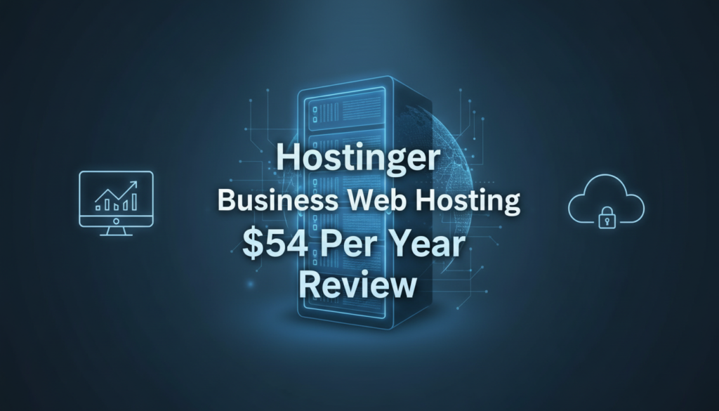 Hostinger Business Web Hosting plan with $54/year pricing and premium hosting features.