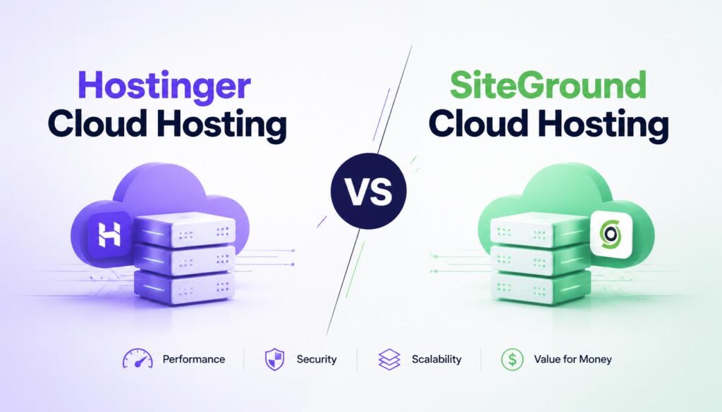 Hostinger Cloud Hosting and SiteGround Cloud Hosting comparison with performance and pricing overview.