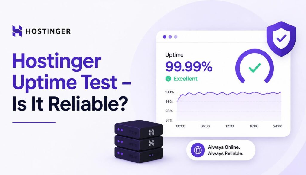 Hostinger hosting uptime monitoring dashboard displaying reliable server availability.
