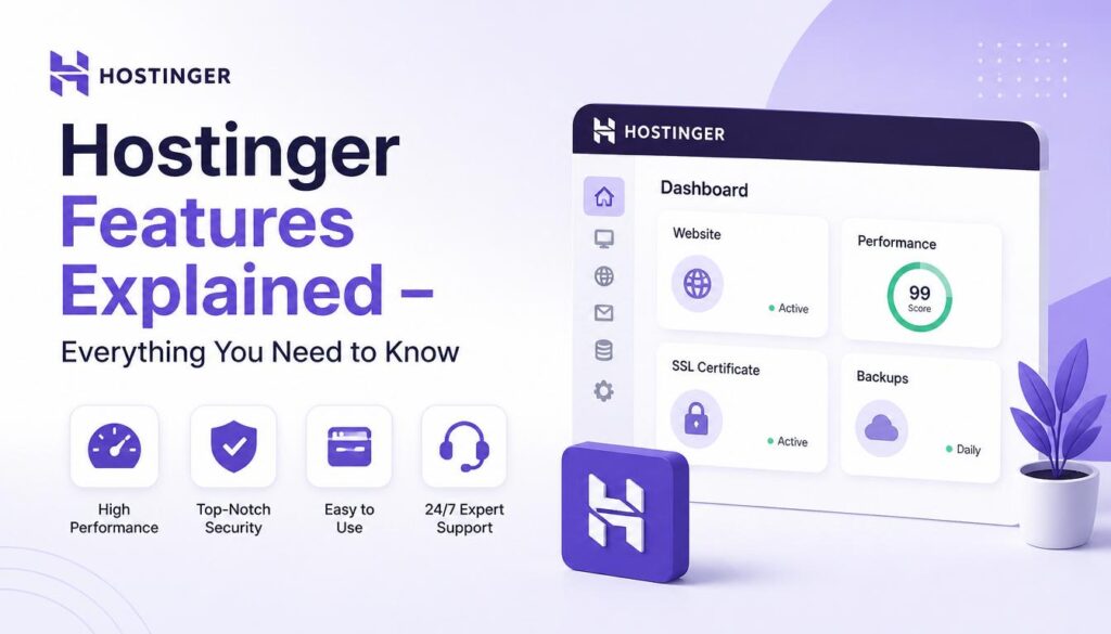 Overview of Hostinger hosting features.