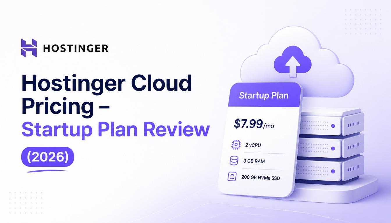 Hostinger cloud startup plan dashboard showing performance stats and hosting resources