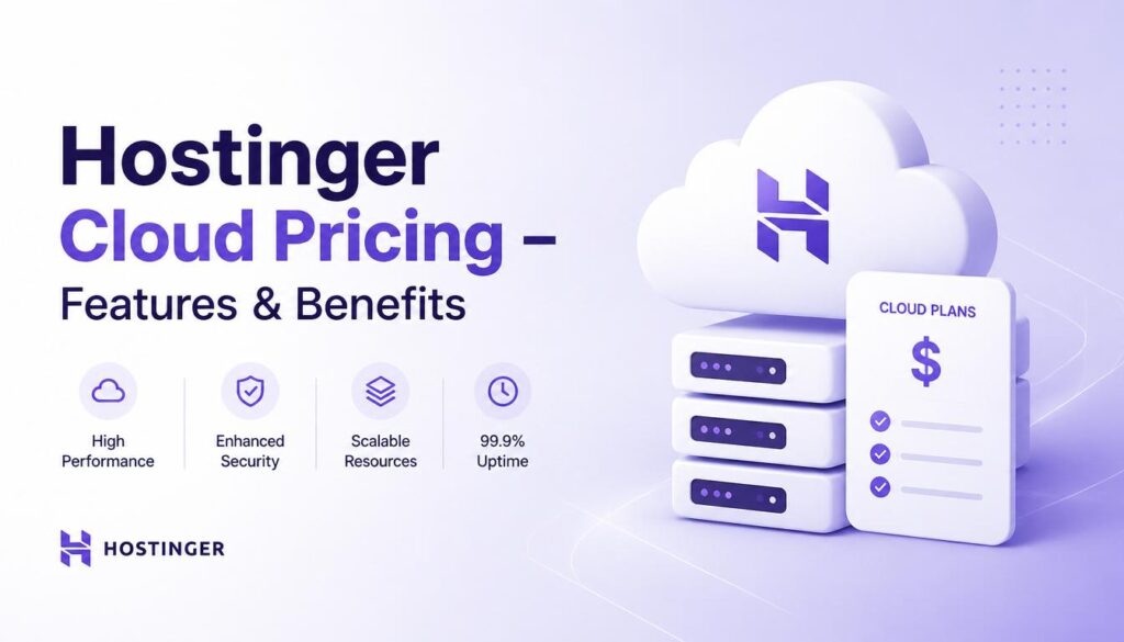 Hostinger cloud hosting speed test results showing fast loading time and high uptime performance