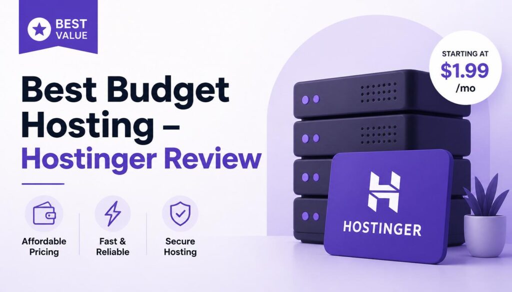Hostinger budget hosting review highlighting affordable pricing and beginner-friendly features