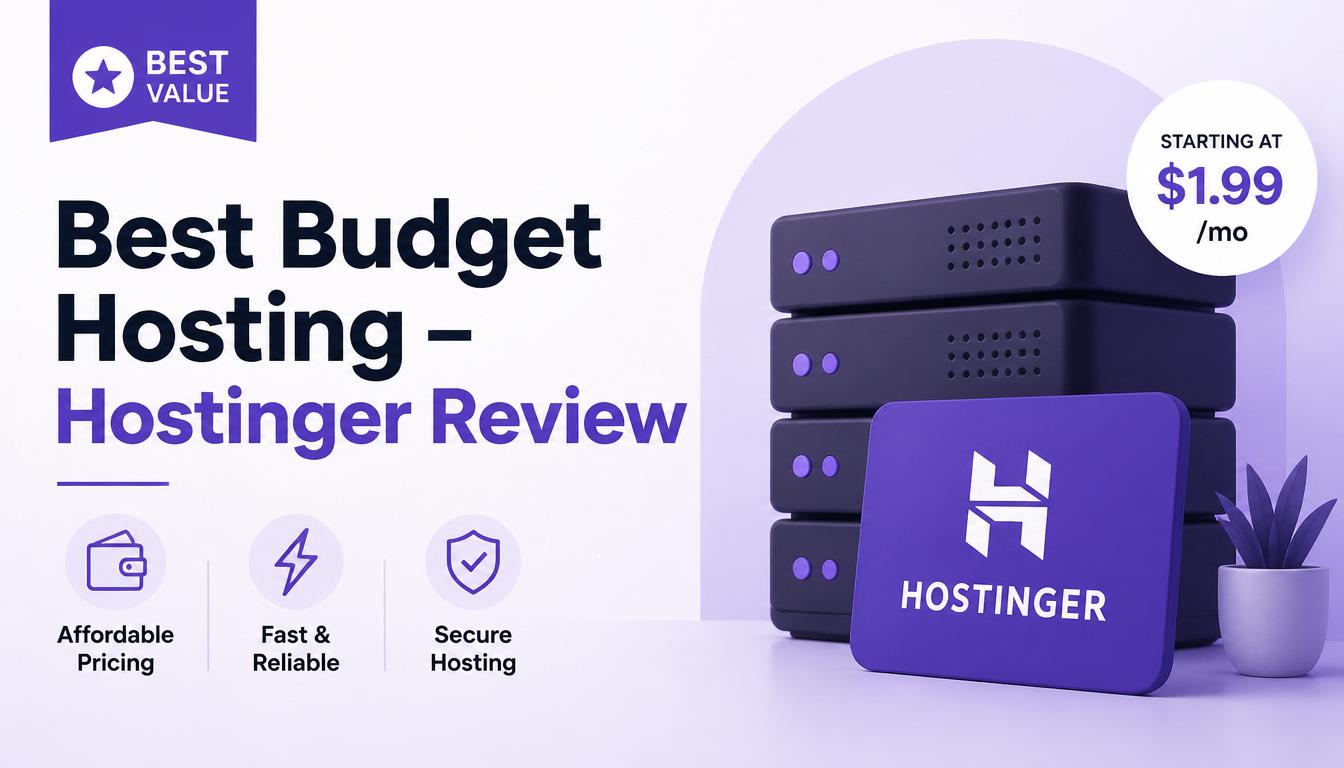 Hostinger budget hosting review highlighting affordable pricing and beginner-friendly features