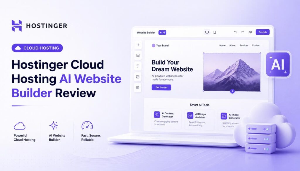 Hostinger Cloud Hosting AI Website Builder dashboard for creating professional websites quickly.